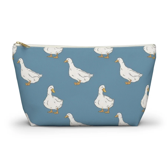 Duck Pouch, Pencil Case, Farm Animal Custom Teacher Bridesmaid Cosmetic Bag, Farmer Zipper Makeup Accessory Pouch