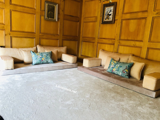 Velvet Beige Brown Oriental Floor Sofa Arabic Living Room Cushion Seating Bed Moroccan Palette Furniture Bench Pads Couch Covers Pillows Set