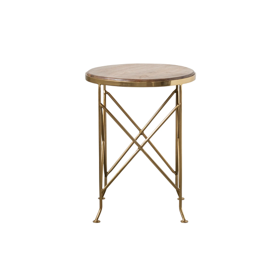 Brown Mango Wood Side Table with Gold Metal Legs