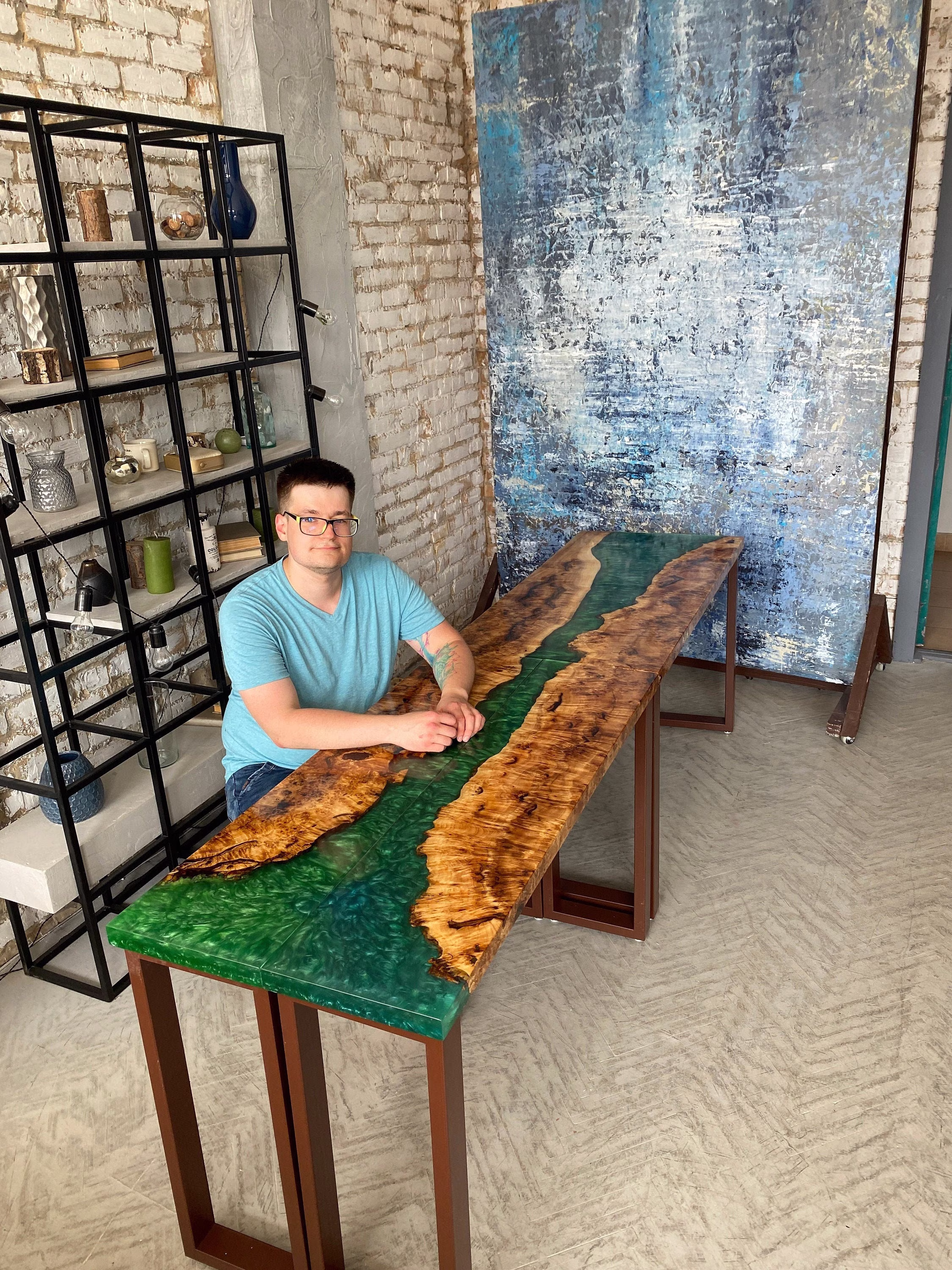 Folding Table, Loft Epoxy Resin Custom Epoxidharz, Set Of 2 Tables, Office Home