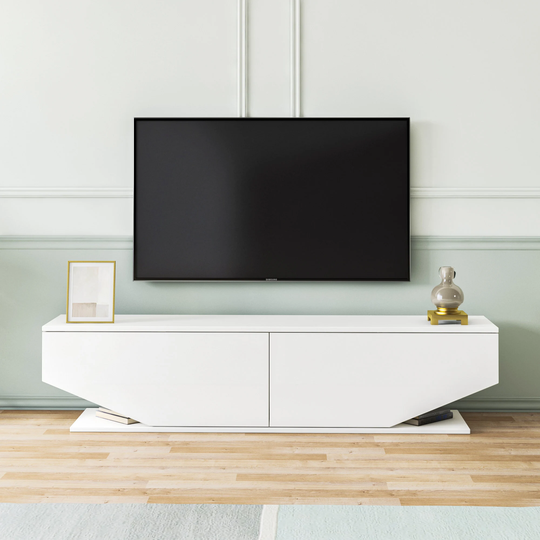 Ares White Wood Sofa Table | Tv Console Minimal Furniture Stand Retro Mid Century Media
