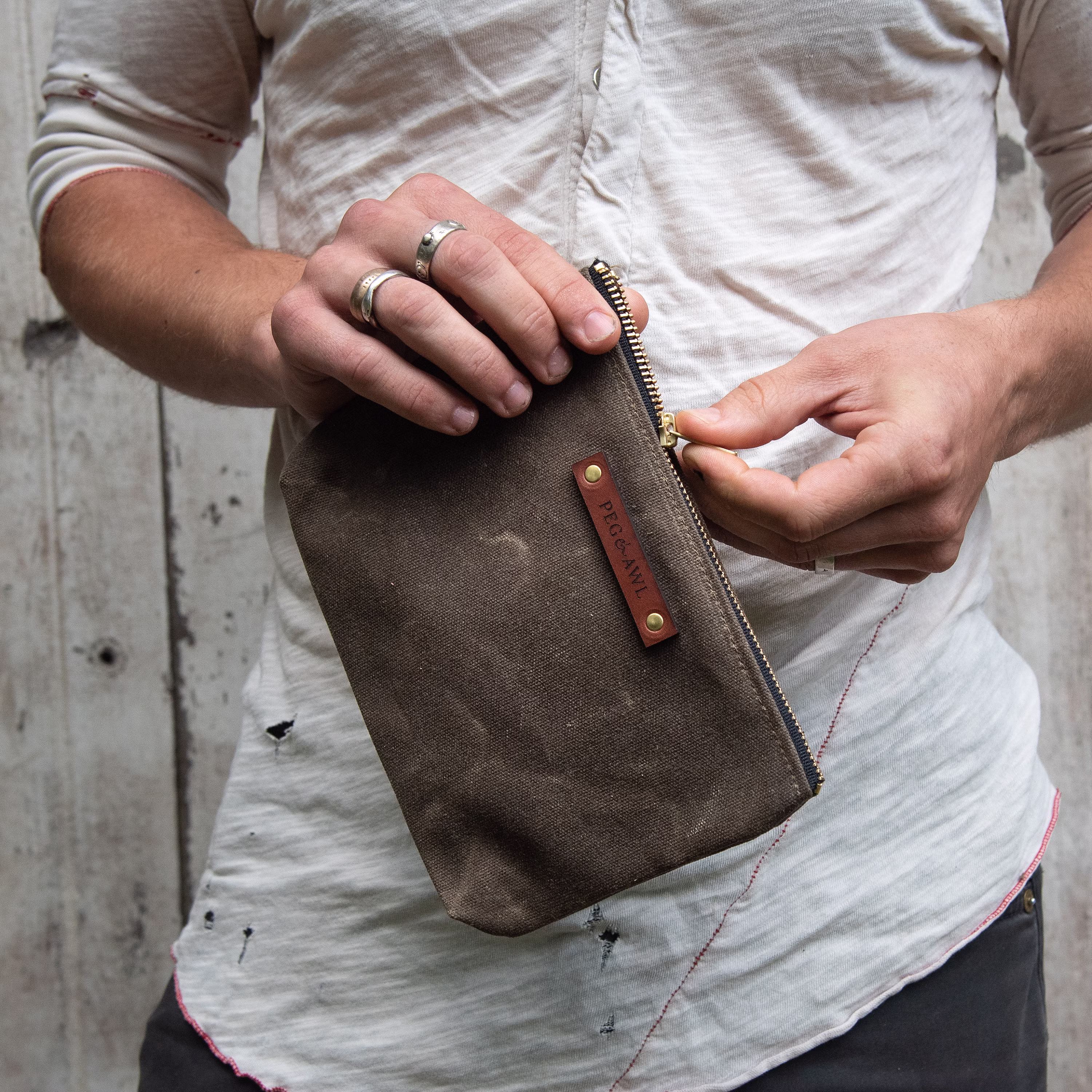 Waxed Canvas Zipper Pouch, Pencil Case, Purse Organization By Peg & Awl | Keeper Pouch