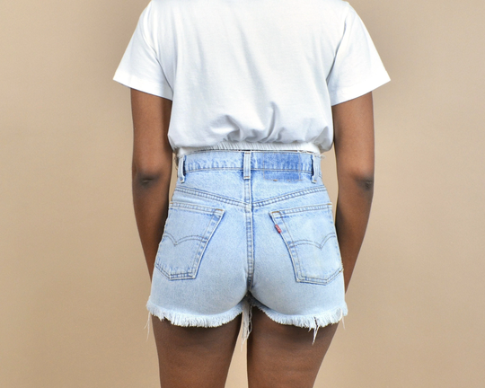 Levi's 505 Size 28 High Rise Vintage Denim Distressed Shorts