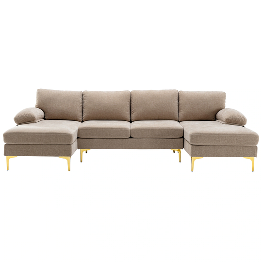 Living Room Chenille Fabric Sofa Sectional Sofa, Accent Sofa, with Cushion Back and Pillow Top Arms,Metal Legs