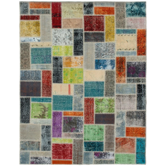 ECARPETGALLERY Hand-knotted Color Transition Patchwork Multi Wool Rug - 5'9 x 8'1