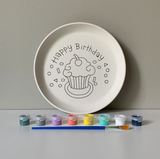 Happy Birthday Plate, Diy Ceramic Plate, Ready To Paint Pottery, Art in A Box, At Home Pottery Painting, Custom Plate For Birthday