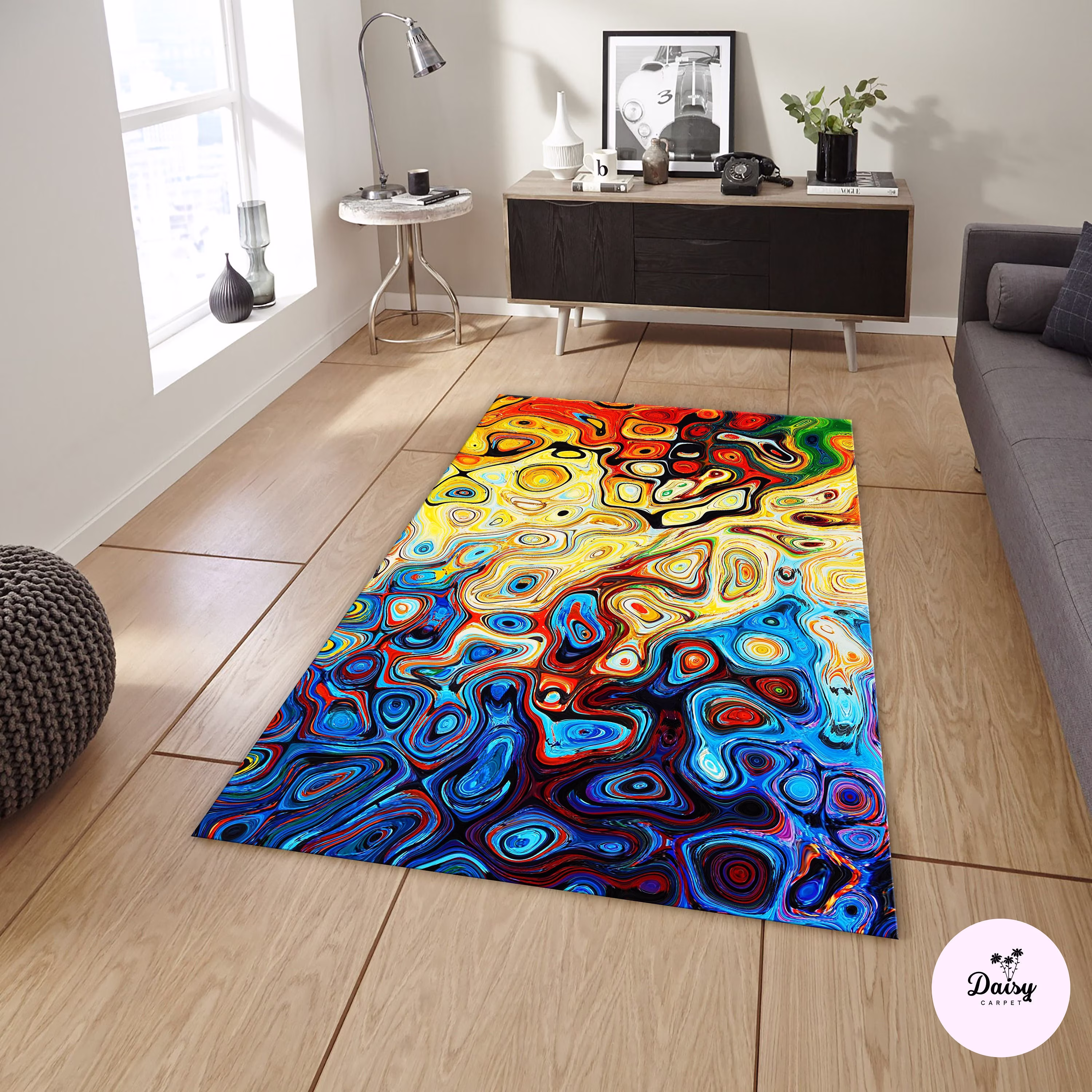 Colorful Rug, Modern Absract Area Abstract Carpet, Pattern, Living Room Customized Personalized