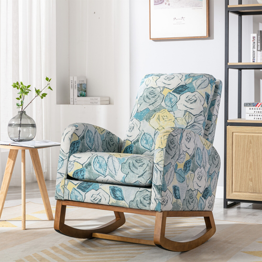 Rocking Chair Accent Chair with Solid Wood Legs, Armchair Living Room