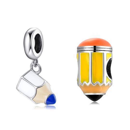 Pencil Charm, Pencil Jewelry, Crayon Charm, Art Charm, Artist Charm, School Charm, Teacher Gift, Student Gift, Writer Gift, Fit Pandora