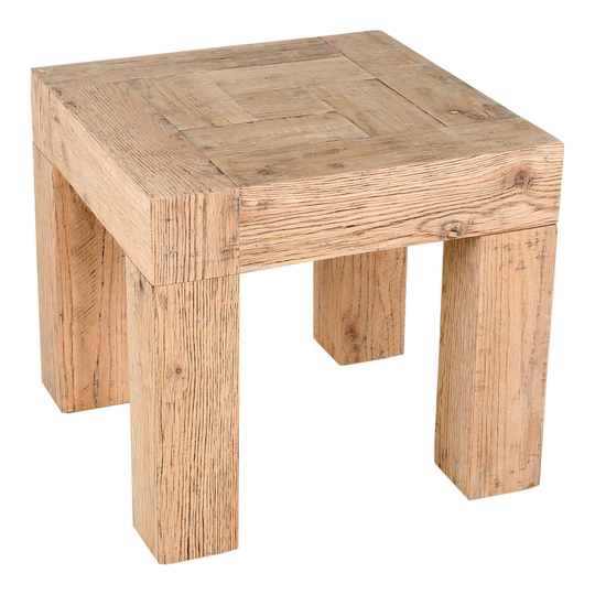 Aurelle Home Eve Rustic Wood Block Side Table