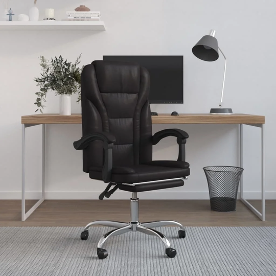 vidaXL Reclining Office Chair Black Faux Leather - 24.8" x 22.2" x (44.3"-48")