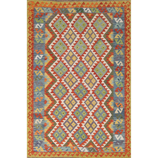 Reversible Kilim Oriental Area Rug Flatweave Multi-Color Wool Carpet - 5'7"x8'0"