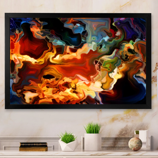 Designart 'Liquid Color Flows' Modern Framed Art Print