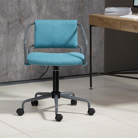 Office Chair Ergonomic Multifunction Adjustable Height Swivel Linen Upholstered Task Desk Chair for Office Home Small Space