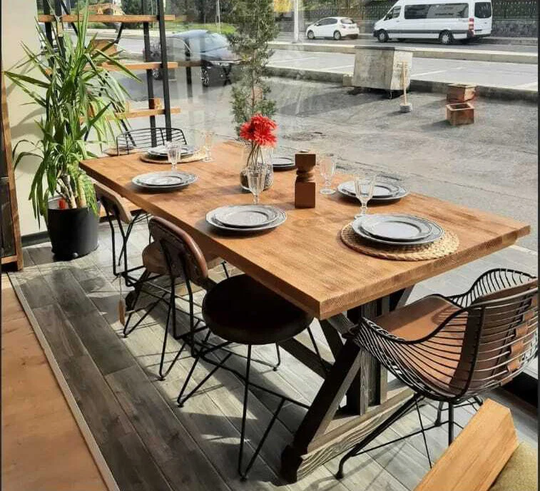 Handmade Solid Wood Dining Table, Rectangle Kitchen Brown Indoor Home & Living
