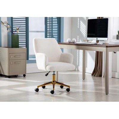 Beklabito Teddy Fabric Office Chair with Gold Chrome Legs