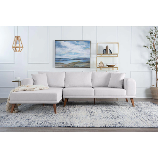 Clayton Wide Linen Blend Polyester Sectional Sofa & Chaise - 24.13'' H x 98.4'' W x 35.5'' D