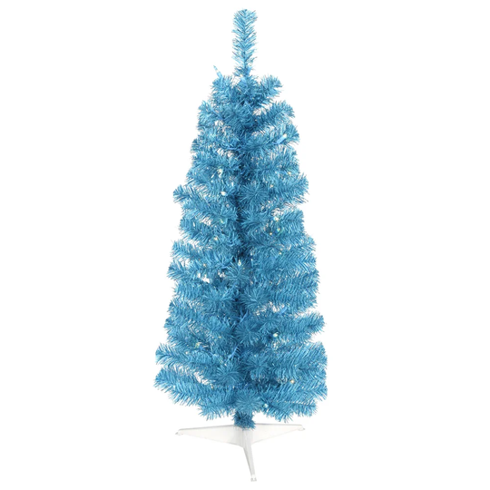 Sky Blue Pencil 3' Artificial Christmas Tree with 50 Blue Lights