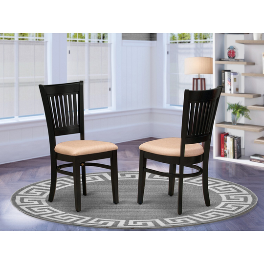 Dining Chair Set - Kitchen Chairs with Slatted Back - Set of 2 (Finish & Seat Type Options)