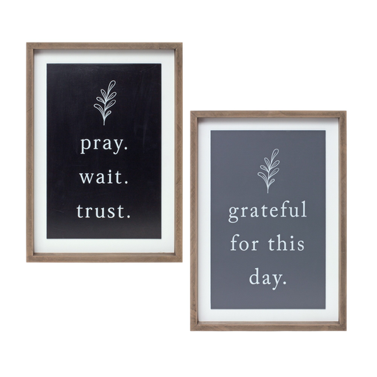 Grateful and Trust Plaque (Set of 2) - Multi-Color