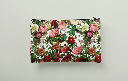 Flowers Pouch, Accessories Handmade Bag, Cosmetic Bag, Make-Up Zipper Pencil Case Wb67