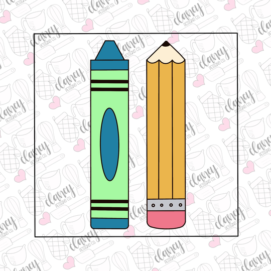 Pencil & Crayon Stick Cookie Cutter Set/Teacher Appreciation Back To School