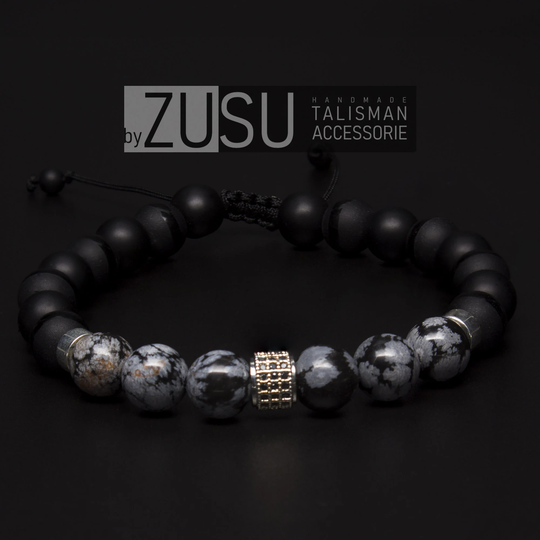 Snowflake Obsidian Bracelet, Black Onyx, Mens Bracelet For Men, Boyfriend Gifts, Boyfriend, Gift Him