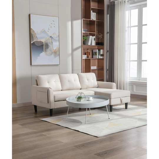 Upholstered Sectional Sofa Bed with Convertible Storage Chaise