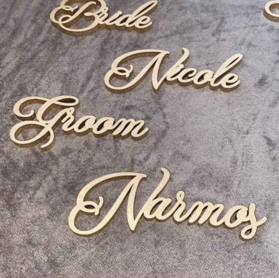 Personalized Wedding Place Table Cards Laser Cut Names Guest Weddings Name Signs Place Settings Bride & Groom