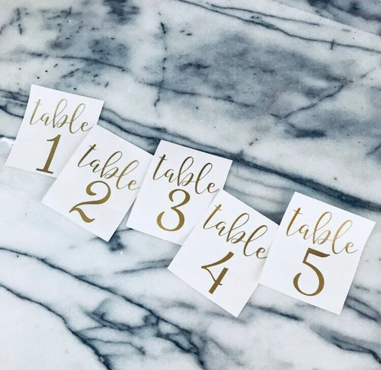 Vinyl Table Numbers For Event, Fast Shipping, Decal Numbers, Bottle Plans, Easy To Apply, Minimalist Gold