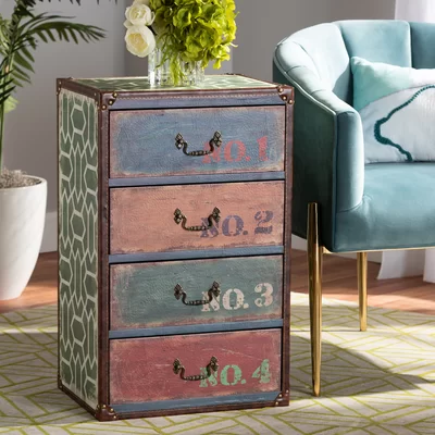 Lasheila Amandine Vintage Rustic French 4 Drawer Storage Chest
