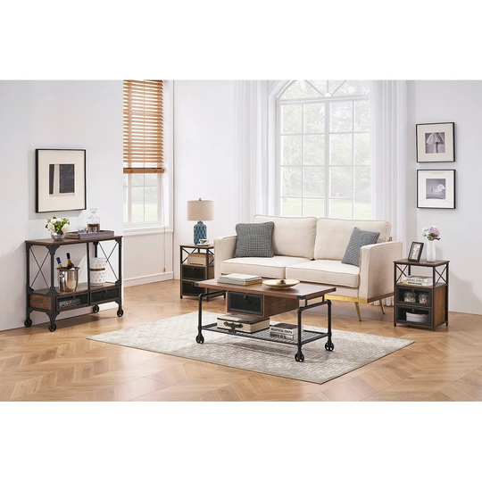 Taomika 4-Pieces Modern Coffee Table and Side Table Sets,Brown