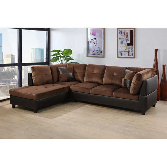 2 Piece Micro-fiber Sectional Sofa Set - Sofa Chaise & Ottoman