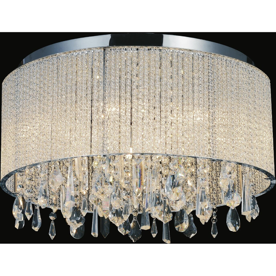 Guisseppe Lighting Nine Light Flush Mount Benson Chrome - Exact Size