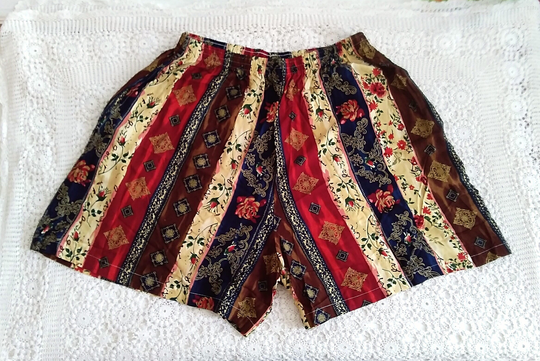 80S Colorful Culottes Floral Paisley Loose Pants Oversize Short Summer Vacation 20 Us Size Viscose Palazzo