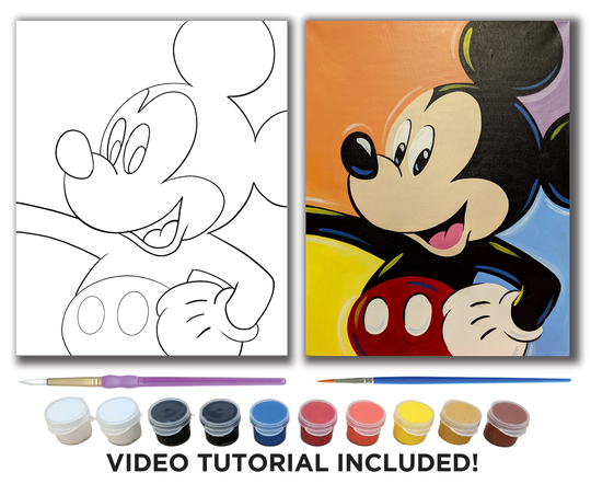 Mickey Canvas Painting Kit + Video Tutorial, Free Palettes & Aprons With Orders Of 10 Party Kit, Diy Paint