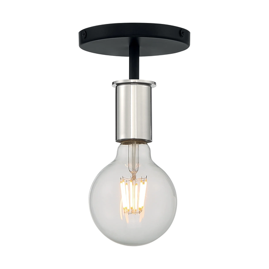 Nova Lighting One Light Semi Flush Mount Ryder Black / Polished Nic - Exact Size
