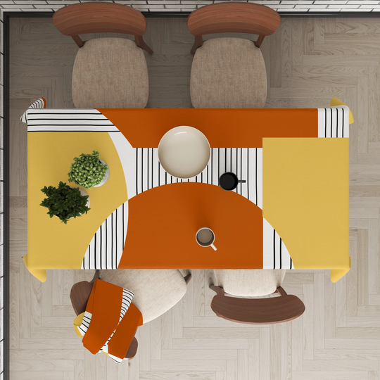 Tablecloths Table Linens Cotton Tablecloth Rectangle/Square Geometric Yellow/Burnt Orange Table Cloth Dining Room Decor-Tc54