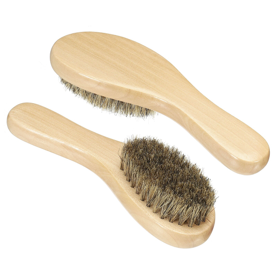 Bristle Shoes Brush w Bend Handle 2Pack Leather Polish Daubers, Wooden Color - Wooden Color
