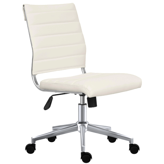 Ergonomic Executive Mid back PU Leather Office Chair Armless Side No Arms Tilt With Wheels Padded Seat Cushion