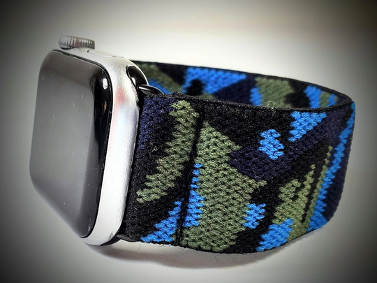 Blue Black Green Camouflage Elastic Watch Band For Apple Watch-Camo Band-38mm 40mm 41mm 42mm 44mm 45mm;all Series(Models1-8& Se