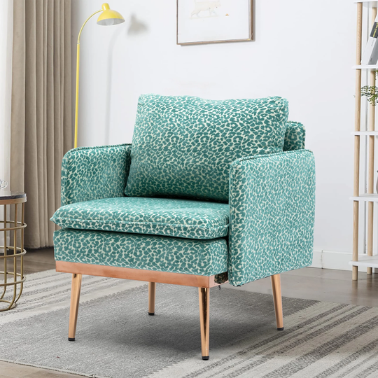 Chaise Lounge Chair Lounge Chairs Arm Chairs Thicken Breathable Tufted Padded Seat Accent Chair with Rose Golden Metal Feet