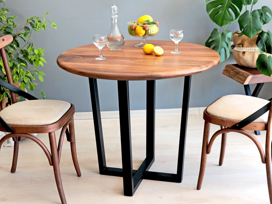 Round Dining Table, Mid Century Modern Solid Wood Small Kitchen