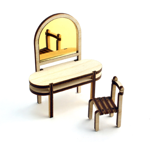 124 Scale Getaway Vanity & Chair - Modern Miniature Furniture Kit