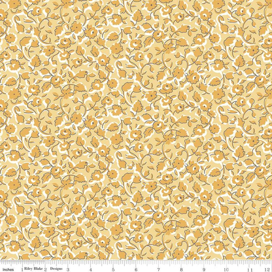 Sale Stitch Grandma's Sofa C10922 Beehive - Riley Blake Designs Floral Flowers Gold Off White Lori Holt Quilting Cotton Fabric