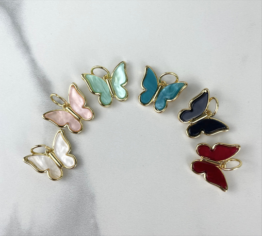 18K Gold Filled Colorful Colored Acrylic Butterfly Shape Charms Pendants Wholesale Jewelry Making Supplies