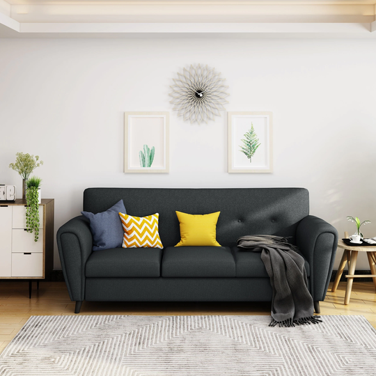 Emiliana Buttoned Fabric 3-seater Sofa by Christopher Knight Home