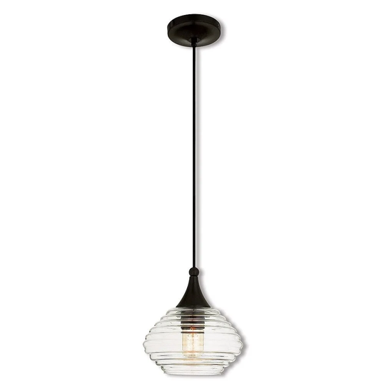 Livex Lighting Art Glass Single-light English Bronze Mini Pendant