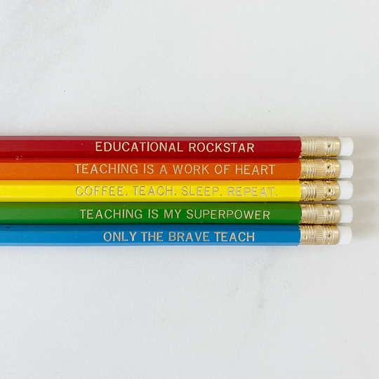 Teacher Pencil Set | Bookworm Stocking Stuffer Gifts