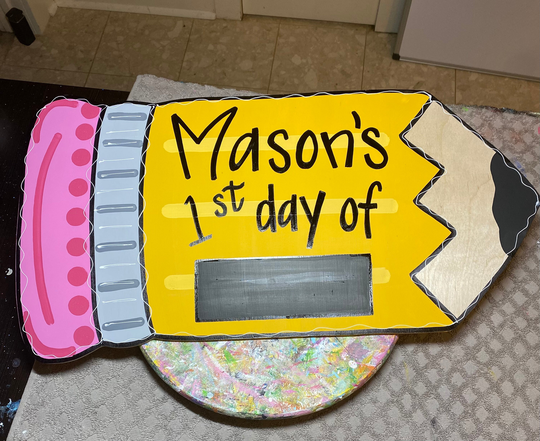 1st Day Of School Sign, Personalized Kids Chalkboard Reusable Pencil Sign